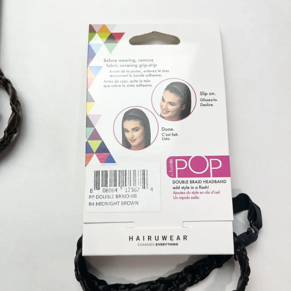 2-piece Pop by Hairdo‎ Double Braid Braided Headband Brown & Black